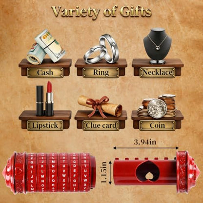 Cryptex Da Vinci Code Cryptex Lock Puzzle Boxes with Hidden Compartments - color: Red