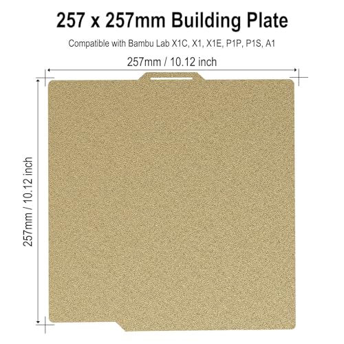 257x257mm PEI Build Plate for Bambu Lab X2D X1C X1 X1E P1P P1S P2S A1