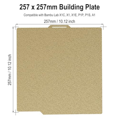 257x257mm PEI Build Plate for Bambu Lab X2D X1C X1 X1E P1P P1S P2S A1