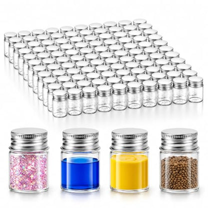 Coloch 100 Pack 5ml Glass Bottles with Aluminum Caps, Leak Proof