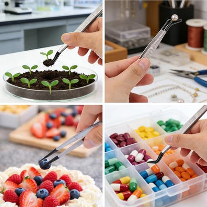 4pcs Rubber Tip Tweezers Set, Stainless Steel Precision Craft Tweezers Anti-Static Rubber Fine Flat & Bent Tip Tweezer for Crafts Jewelry Making Electronics Model Laboratory Work Lashes (Set 2) - style: Set 2