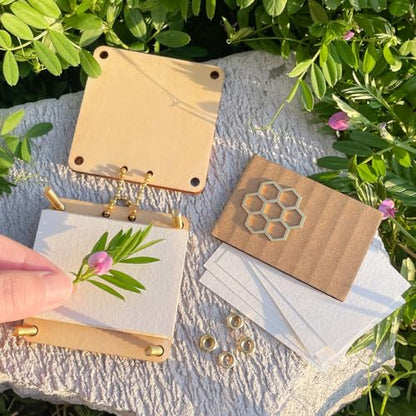 Happinit Pocket Flower Press, Small Flowers Press Kit, Micro Flower Pressing, Mini Plant Preservation Kit for Arts and Crafts Lovers (Gold) - color: Gold
