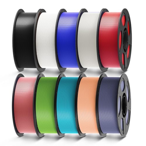 ANYCUBIC 3D Printer Filament Multicolor PLA Bundle 10KG - color: 10*1kg Pla (Black, White, Clear, Red, Blue, Pink, Tropical Turquoise, Peach Pink, Interstellar Violet, Spring Leaf)