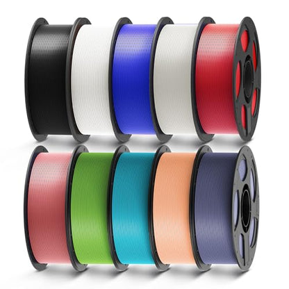 ANYCUBIC 3D Printer Filament Multicolor PLA Bundle 10KG - color: 10*1kg Pla (Black, White, Clear, Red, Blue, Pink, Tropical Turquoise, Peach Pink, Interstellar Violet, Spring Leaf)