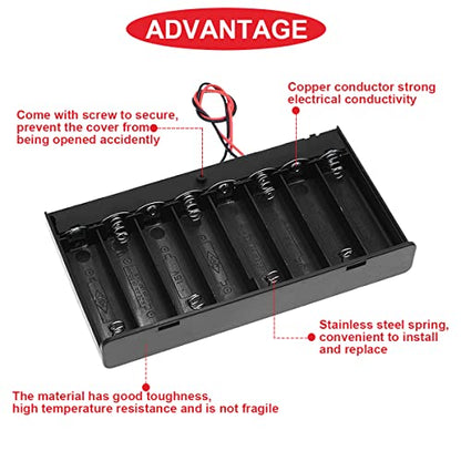 3Pcs 8 AA 12V Thicken Battery Holder Base Box Black Battery Case Holder with ON/Off Switch,Wire,Cover and Mounting Screws,for DIY and dc Equipment - color: G. 8AA Battery Case Holder withSwitch