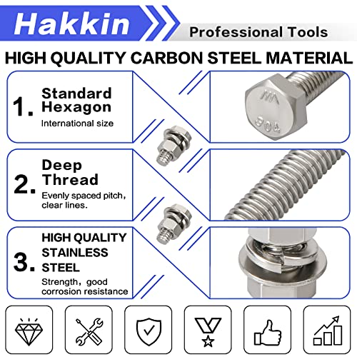 144PCS 1/4-20 Hex Bolts and Nuts Kit, Stainless Steel 1/4" Nuts and Bolts Assortment Kit, Flat & Lock Washers Set Screw Assortment Kit, Machine Screws Set - size: B. 1/4