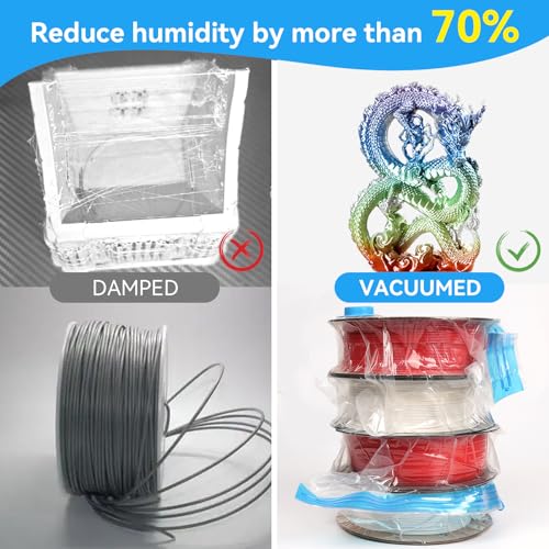 Creality 3D Printer Filament Bags, 8 Reusable 40x40 cm Vacuum Storage Bags with Electric Pump, Dustproof & Moisture-Proof for 3D Filament ABS PETG PLA - size: Vacuum Pump + 8 Bags(2kg Each)