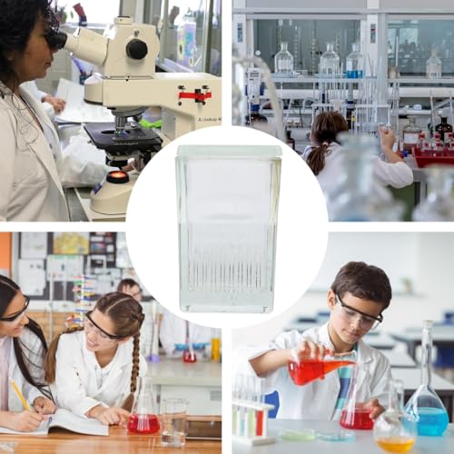 Mipcase Glass Staining Jar with Lid 9-Slide Capacity Transparent Coplin Staining Tank for Laboratory Chemical Resistant 3.93X2.55X2.36 Inch - size: 10X6.5X6CM