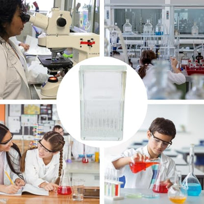 Mipcase Glass Staining Jar with Lid 9-Slide Capacity Transparent Coplin Staining Tank for Laboratory Chemical Resistant 3.93X2.55X2.36 Inch - size: 10X6.5X6CM
