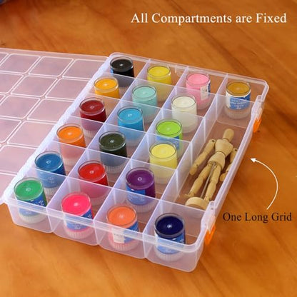 2 Pack Fixed 21 Grids Large Clear Plastic Storage Box - size: L