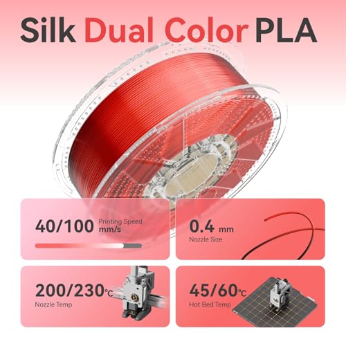Chitu Systems Conjure Silk Black Red PLA 3D Printer Filament 1.75mm 1KG - color: Black Red-1kg, size: B-Silk PLA-Dual Color