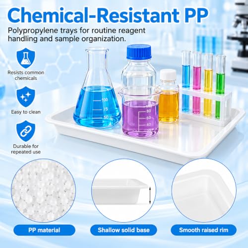 DOITOOL 12 Pcs Lab Trays, Chemical Resistant PP Spill Containment Trays