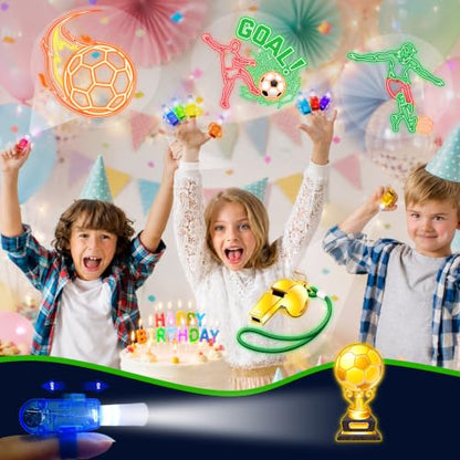 24 Pcs Soccer Themed Party Favors LED Finger Lights Toys for Kids Ages 3-12 - style: Soccer