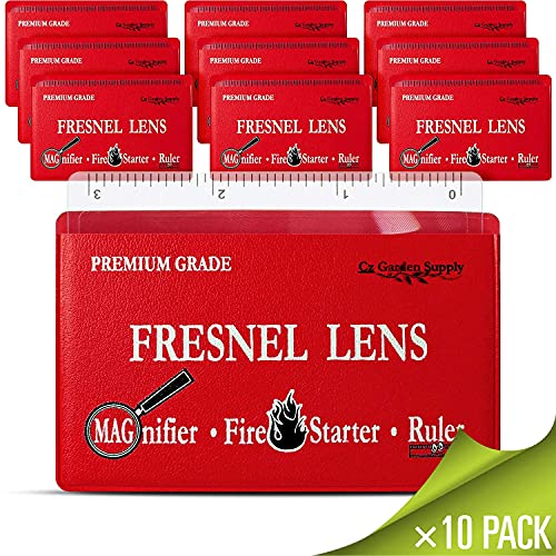 Fresnel Lens 4X Magnifier Pocket Wallet Credit Card Size • Ruler - Unbreakable Plastic for Home Office Classroom & Outdoor EDC Survival Kit Bushcraft (10 Pack Ruler/Magnifier - Red) - size: 10 pack Ruler/Magnifier - RED