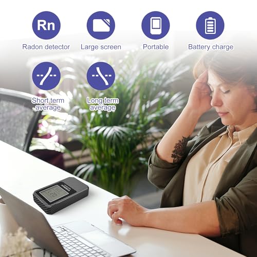 LifeBasis Radon Detector, Portable Radon Tester for Home, 0-500 pCi/L Range - color: Carbon fiber color