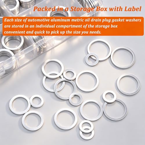 510PCS Oil Crush Washer,18 Sizes Oil Drain Plug Gaskets Assortment Kit,Automotive Aluminum Drain Plug Washer M6 M8 M10 M12 M14 M16 M18 M20 M22 M24 - size: 510PCS