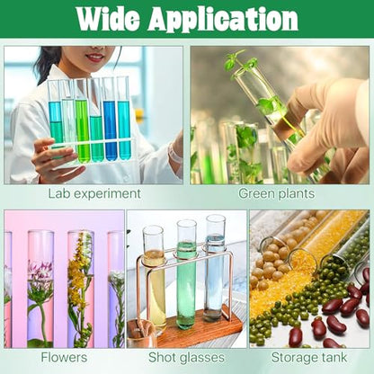 6 Pcs 100ml/3.38oz Glass Test Tubes, 30x200mm Glass Tubes for Plants, Plant Propagation Tube with Brush, Clear Test Tube for Scientific Experiments, Party, Desktop, Home Office Decoration