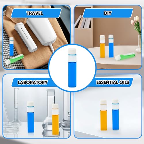 12PCS 7ml Clear Glass Small Vials with White Screw Caps & Plastic Stoppers - color: CLEAR, size: 7ml