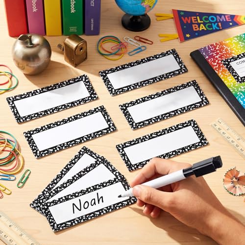 Eaasty 48 Pcs Dry Erase Magnetic Labels Reusable Magnetic Name Tag for Whiteboard Locker Fridge Classroom School Office Home(Composition Notebook) - style: Composition Notebook