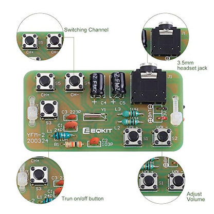 2 PCS DIY Radio Kit, Icstation FM Radio Kit 76MHZ-108MHZ Soldering Project Radio Module DIY Kits Electronic Solder Practice Kit for Back to School STEM Labs Physics Educational 15 Ages+ and Adults