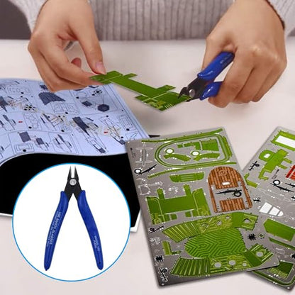 Micro Wire Cutters Precision Flush Cutter Pliers for Jewelry Making Electronics Craft 5 Inch Mini Side Cutting Nippers for Zip Ties Plastic Models and Hobby Projects 2PCS Dark Blue