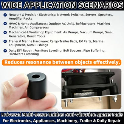 12 Pcs Round Rubber Spacers & Rubbers Bushings,0.8" OD × 0.3" ID × 0.8" Thick,Washer Anti Vibration Pads Thick Rubber Pad,Multi Purpose Mechanical Vibration Damping Isolators for Bolts,Car,Boat,Home