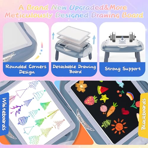 MAYESAR Magnetic Board for Kids, 1-2 Year Old Boy Gifts with Magnetic Letters and Numbers, Toddler Easel for Boy Birthday Christmas Gift (Blue) - color: Blue