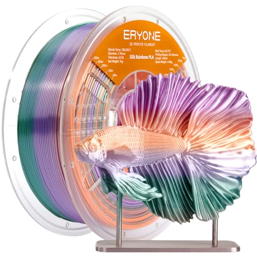 ERYONE Silk Rainbow 3D Printer PLA Filament 1.75 +/- 0.03mm, Shiny Multicolor Filament PLA Fast Color Change 1KG(2.2LBS), Opal Flow - color: Silk Rainbow Opal Flow, size: 1KG