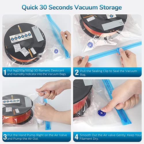 FugaCity 3D Printer Filament Storage Vacuum Kit- 20 Pack Reusable Vacuum Bags (PA+PE 13.8 ×15.7 in) for Keep Filament Clean & Dry
