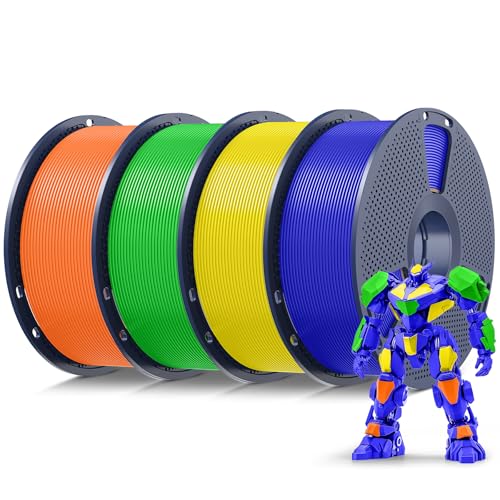SUNLU PLA 3D Printer Filament, Multicolor, 4-Pack, 4KG Total - color: Sunny Orange+yellow+green+klein Blue, size: 4 kg