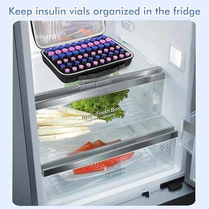 Peptide Case for Fridge, 60 Slots Insulin Vial Protector Organizer Bag, Peptide Vial Storage Case for 1ml 3ml 5ml 10ml Vials, Diabetes Insulin Carrying Case - size: Black-60 Slots