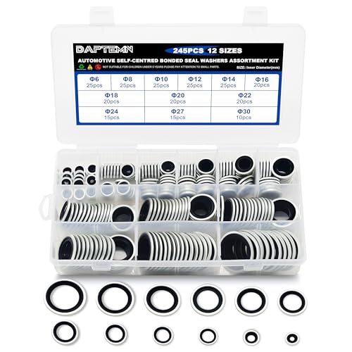 245PCS Metric Bonded Sealing Washers, 12 Sizes Rubber Washers Kit - color: 245PCS Black Seal Washers