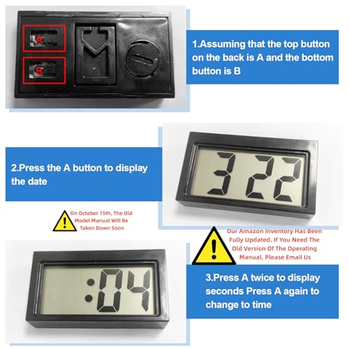 Shudyear Small Digital Clock， with Jumbo LCD Time & Day Display，Mini Automotive Small Digital Clock Battery Operated for Desktop Nightstand Pocket Car Truck Dashboard & Air Vent (1, Blue) - color: Blue