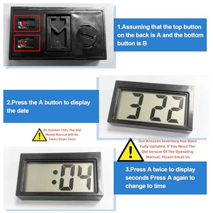 Shudyear Small Digital Clock， with Jumbo LCD Time & Day Display，Mini Automotive Small Digital Clock Battery Operated for Desktop Nightstand Pocket Car Truck Dashboard & Air Vent (1, Blue) - color: Blue