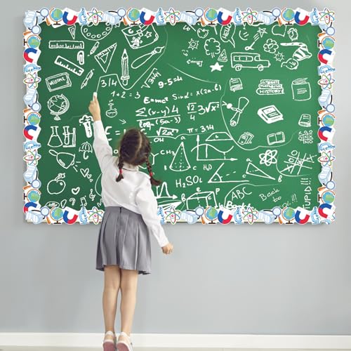 Science Bulletin Board Border, 65.6Ft Lab Themed Trim for Classroom Decorations, Back to School Office Whiteboard Wall Decor - style: Science