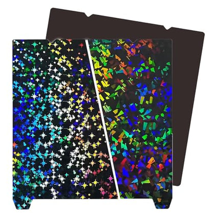 K1 K1C Smooth Build Plate with Magnetic Sticker Base (Rainbow Confetti PEF+Galaxy PEY),3D Printer Platform for Creality K1/ K1C/Ender-3 S1/Ender 5 S1/Ender 3 S1 Pro/Ender V3 KE/Ender3 V3 SE - color: Rainbow Confetti PEF+Galaxy PEY