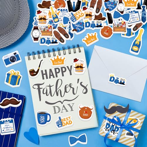 300Pcs Father's Day Foam Stickers, Cute Beard Tie Dad Foam Sticker Self Adhesive Fathers Day Stickers for Father's Day DIY Arts Crafts Party Favors School Activity Reward - style: Father's Day