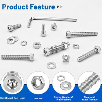 706PCS M4 Socket Screws Nuts Washers Kit, M4x6/8/10/12/16/20/25/30 mm - size: SS M4 706PCS