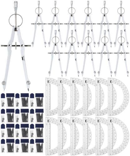 Mr. Pen- Bulk Compass and Protractor Set, 12 Set, Metal Math Compass - size: 12 Sets