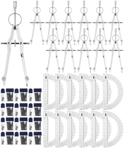 Mr. Pen- Bulk Compass and Protractor Set, 12 Set, Metal Math Compass - size: 12 Sets
