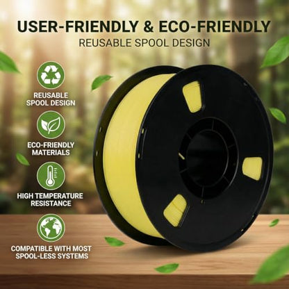Matte PLA + 3D Printer Filament,PLA + Filament 1.75mm, Neatly Wound 3D Printing Filament 1.75mm, Dimensional Accuracy +/- 0.02 mm, Fit Most FDM 3D Printers, 1kg Spool (2.2lbs) (Yellow) - color: Yellow
