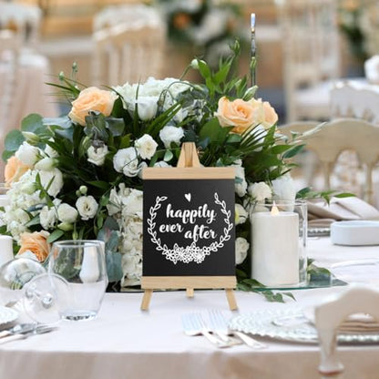 KALLORY Wooden Tabletop Chalkboard Easel Sign, Reusable Mini Chalkboard