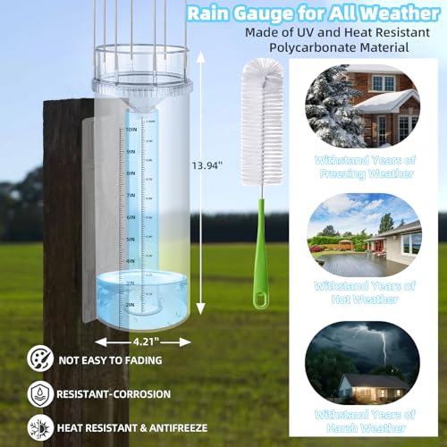 Rain Gauge Outdoor,Professional Precise Rain Gauge with Mounting Bracket