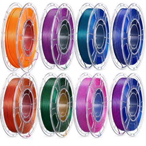Silk PLA 3D Printer Filament Bundle, Dual Color 8 Rolls, 1.75mm - color: Silk Dual Color-8 Colors, size: 2KG