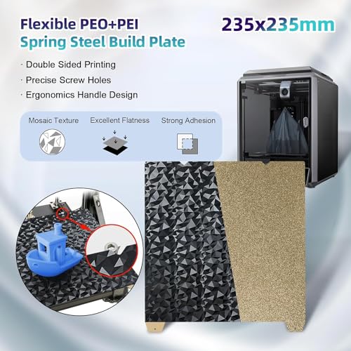 IdeaFormer Double Sided PEO+PEI Sheet 235x235mm, Flexible PEO+PEI Print Bed Without Magnetic Build Plate for Creality K1/K1 SE/K1C/Ender 5 S1/Ender 3 S1 Pro/Ender 3 S1/Ender 3 V2 /Neo - color: PEO No Magnetic Plate, size: 235x235mm