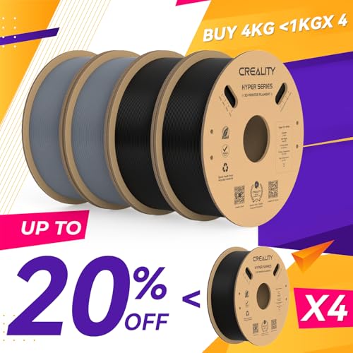 Creality Hyper PLA Filament 1.75mm, 30-600mm/s High Speed 3D Printer Filament, Dimensional Accuracy +/-0.02mm, Fit Most FDM 3D Printers, 4 Pack 1kg Spool(2.2lbs), Black & Grey - color: Black & Grey