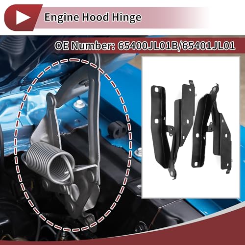 1 Pair Hood Hinges for INFINITI G37 2011-2013 Front Driver and Passenger Side Front Bonnet Bracket No.65400JL01B/65401JL01 Black Iron