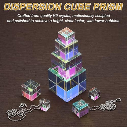 PATIKIL 1Pcs Cube Prism 50mm K9 Crystal Dispersion Prism AB Color - size: 50mm