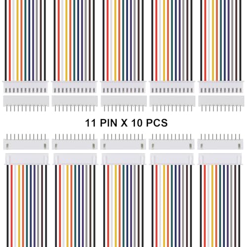 ACEIRMC 10Pairs JST-XH Connector Kit, XH 2.54mm 11 Pin Header Male and Female Connectors Plug Adapter with Flat Wire Cable 200mm 26AWG Compatible with JST XH (11P) - color: 11P