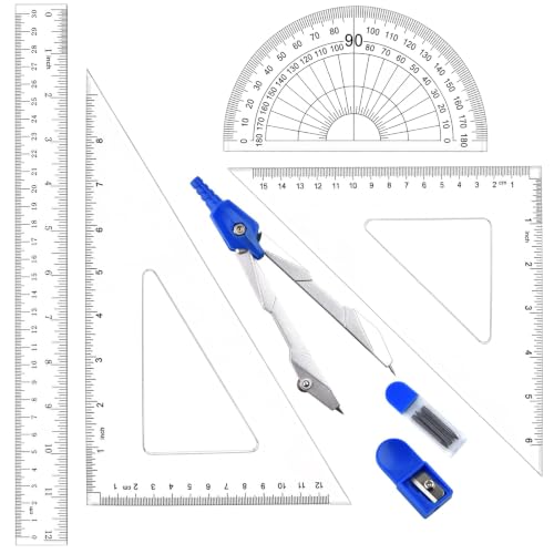 Coopay 7 Pcs Math Geometry Set, Clear Acrylic Professional Drafting Tools - size: Math Geometry Tool